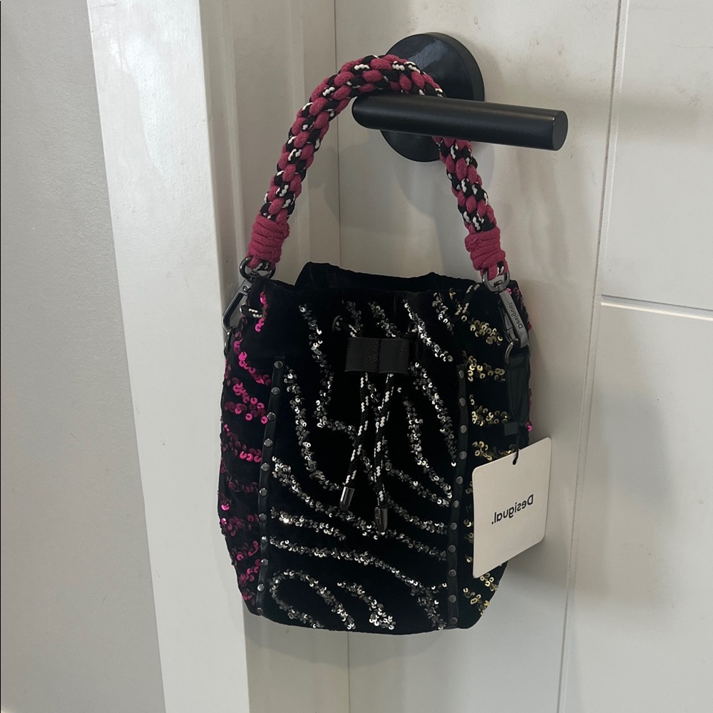Desigual Black and Pink Bucket Bag